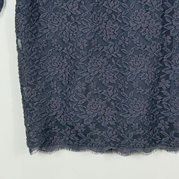 Adrianna Papell Evening Charcoal‎ Grey Lace Long Sleeve Lined Dress Women's 12 - Picture 4 of 7